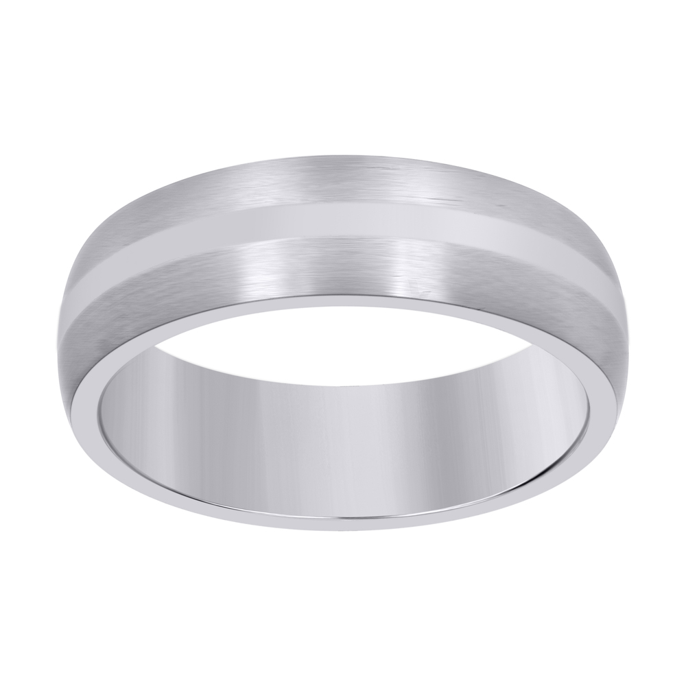 Stainless Steel Mens Center Polished Side Brushed Size-7 Comfort-Fit Band Ring